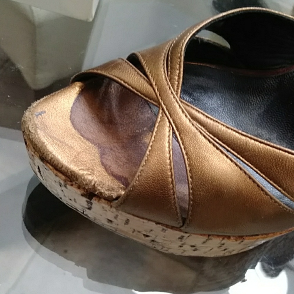 Dior Glam Straps bronze laminated cork wedge - Picture 7 of 7